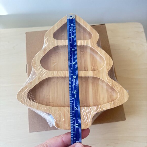 🎄 Eco-Friendly Bamboo Christmas Tree Serving Bowls – Set of 3 | New | Unopened - Picture 6 of 8